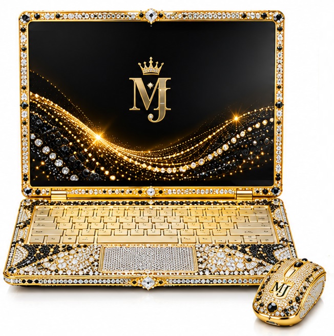 Mj’s Swarovski & Diamond Studded Laptop front Mj’s Swarovski & Diamond Studded Laptop front